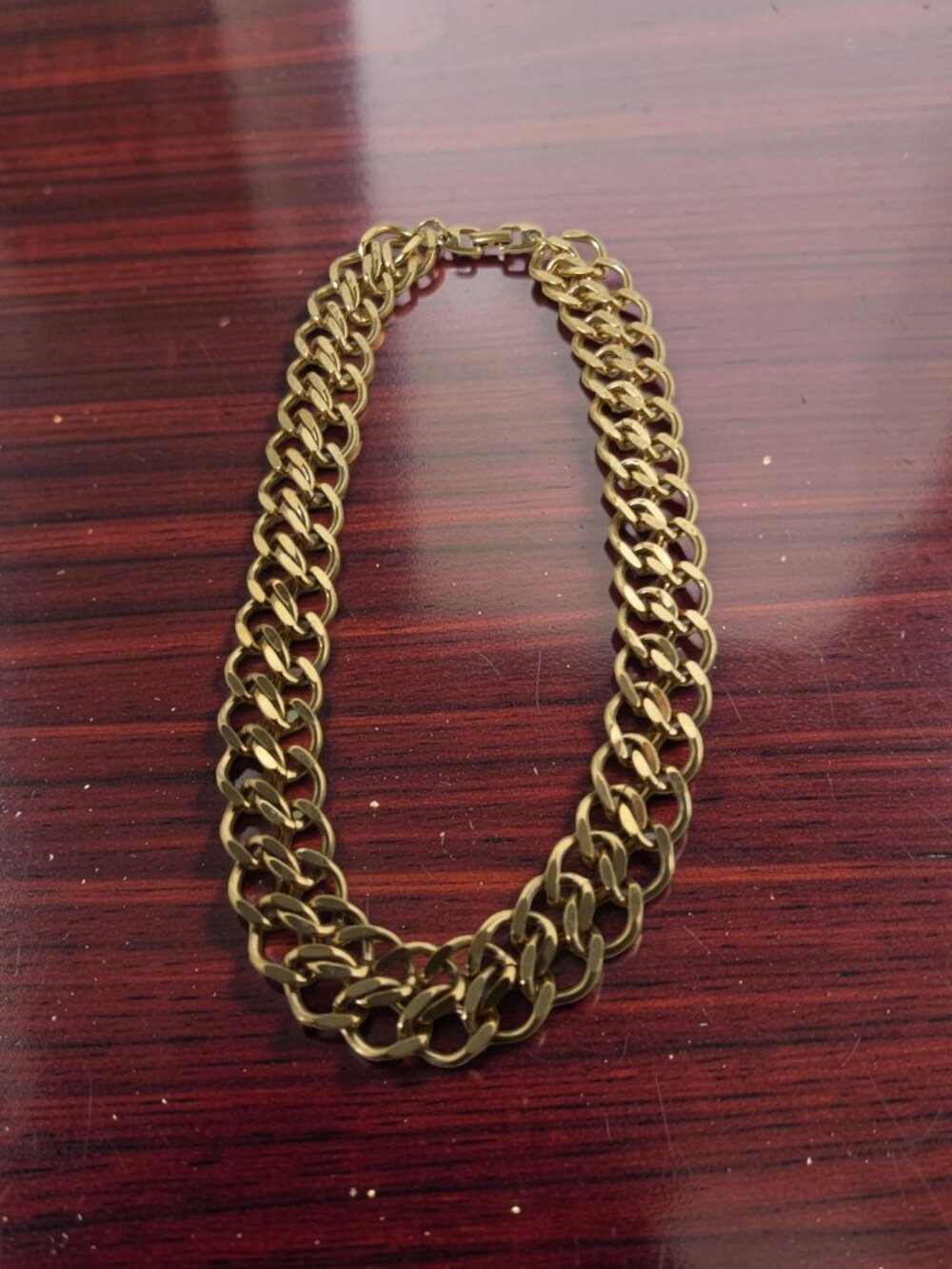 Vintage Napier Unisex Heavy Goldtone Double Chainlink Necklace, 18" long x .75" - Picture 9 of 16